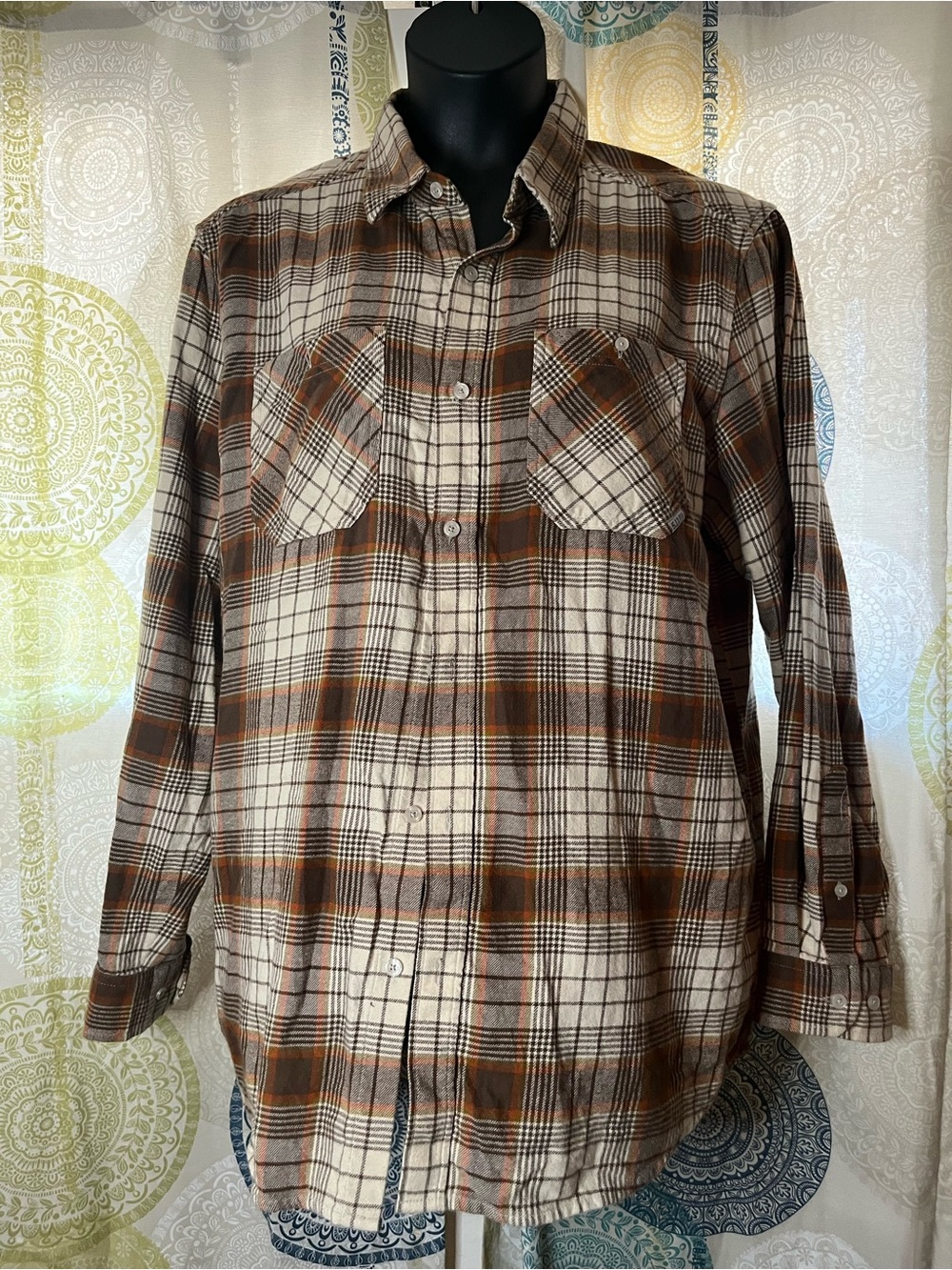 5.11 Tactical Brown and Cream Plaid Casual Button-Down Shirt